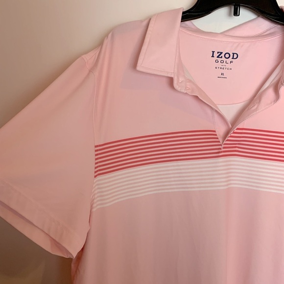Izod Pink & White Striped Polo Shirt - Picture 3 of 4